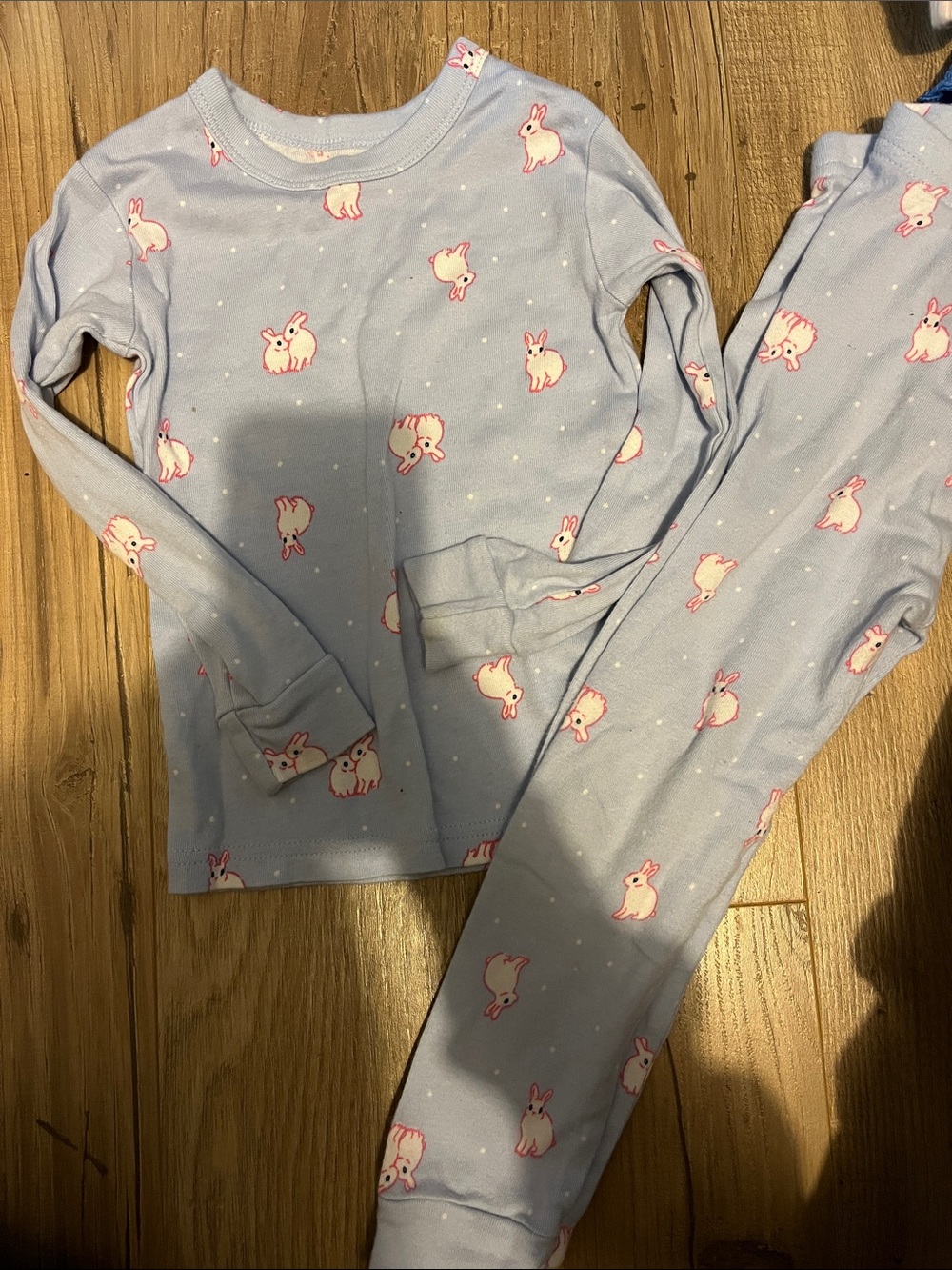 Kids Light Blue Bunny Print Pajama Set